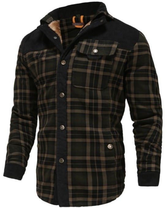 Heren Jas Geruit Fleece Lining en Kraag