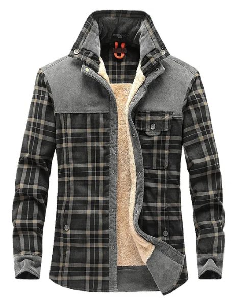 Heren Jas Geruit Fleece Lining en Kraag