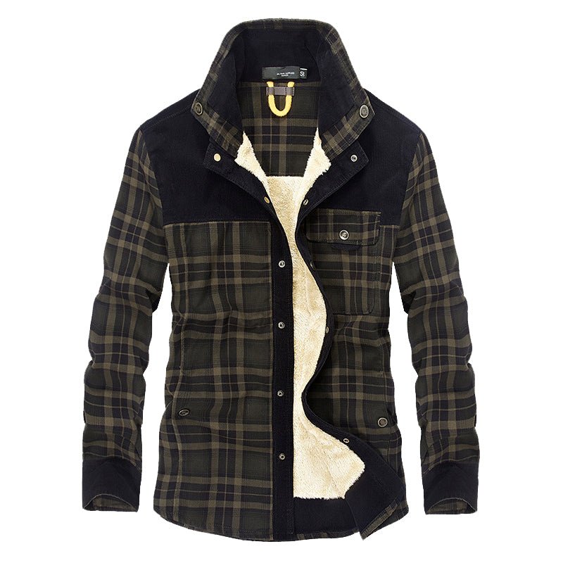 Heren Jas Geruit Fleece Lining en Kraag