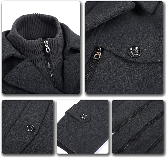 Heren Trenchcoat Waterdicht met Afneembaar Kraag