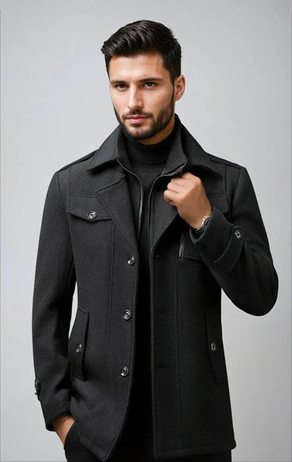 Heren Trenchcoat Waterdicht met Afneembaar Kraag
