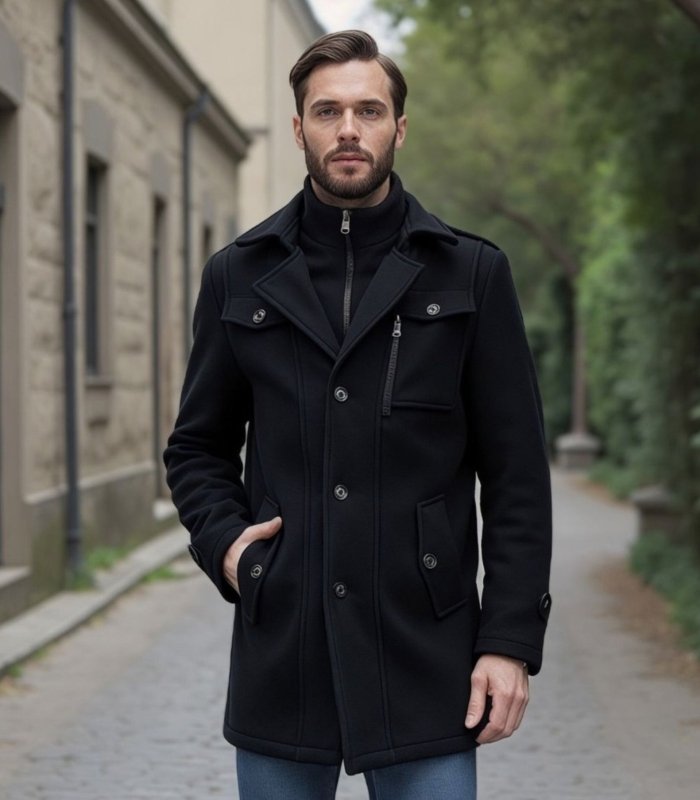 Heren Trenchcoat Waterdicht met Afneembaar Kraag