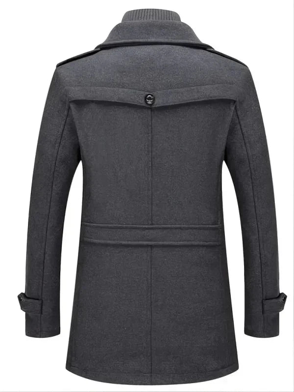 Heren Trenchcoat Wollen Waterdicht met Afneembare Kraag
