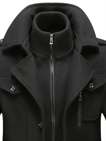 Heren Trenchcoat Waterdicht met Afneembaar Kraag