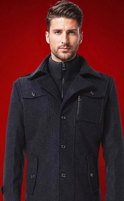 Heren Trenchcoat Waterdicht met Afneembaar Kraag
