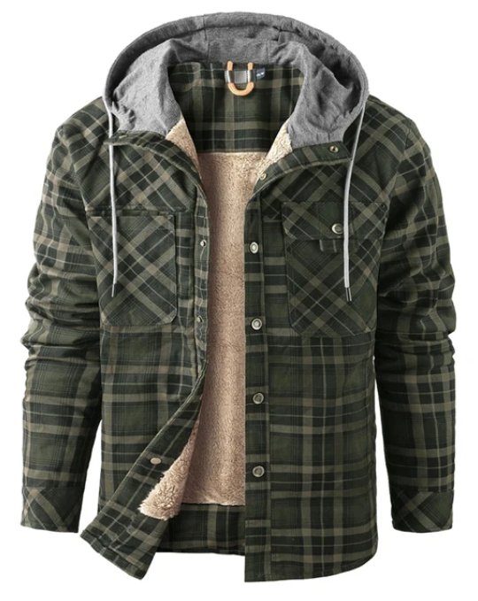Heren Winterjas Geruit Fleece Lijn Warm en Waterdicht
