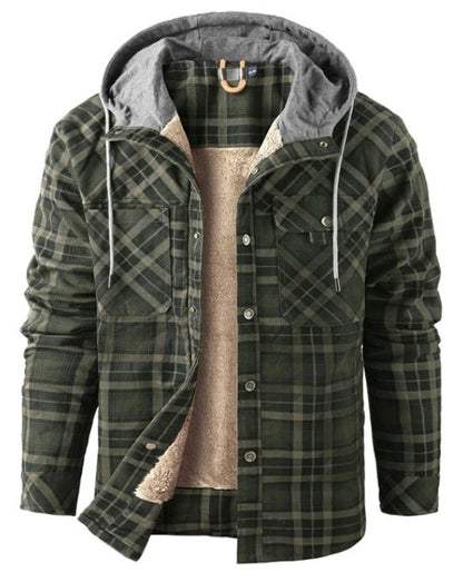 Heren Winterjas Geruit Fleece Lijn Warm en Waterdicht