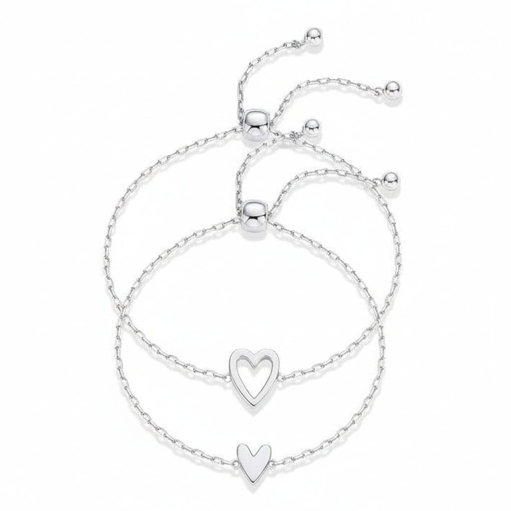 Gouden Hart Armbanden Set voor Moeder en Dochter - Partnerarmbanden met Symbolische Hartbedel - Hypoallergeen 14K Verguld of Verzilverd - Cadeau voor Familie Vriendschap Verjaardag
