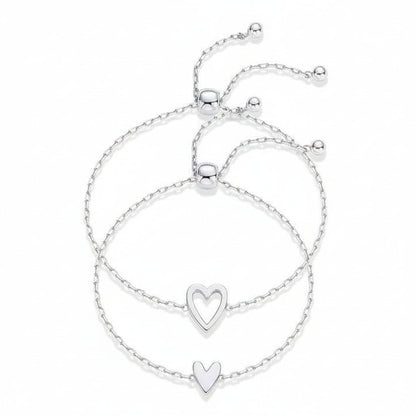 Gouden Hart Armbanden Set voor Moeder en Dochter - Partnerarmbanden met Symbolische Hartbedel - Hypoallergeen 14K Verguld of Verzilverd - Cadeau voor Familie Vriendschap Verjaardag