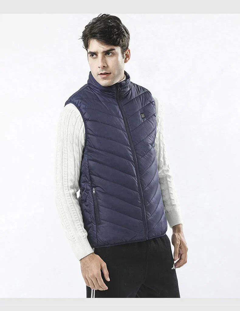 Verwarmbaar Thermisch Vest Winddicht & Waterdicht 5 Verwarmingszones Drie Temperatuurstanden Zwart Blauw