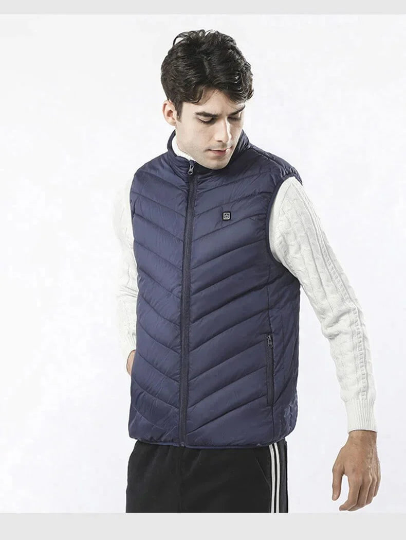Verwarmbaar Thermisch Vest Winddicht & Waterdicht 5 Verwarmingszones Drie Temperatuurstanden Zwart Blauw