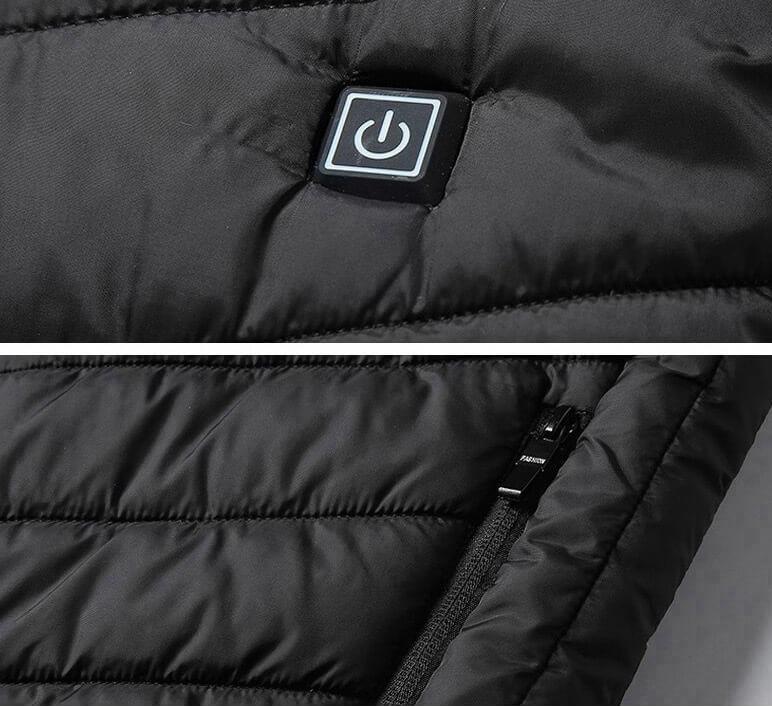 Verwarmbaar Thermisch Vest Winddicht & Waterdicht 5 Verwarmingszones Drie Temperatuurstanden Zwart Blauw