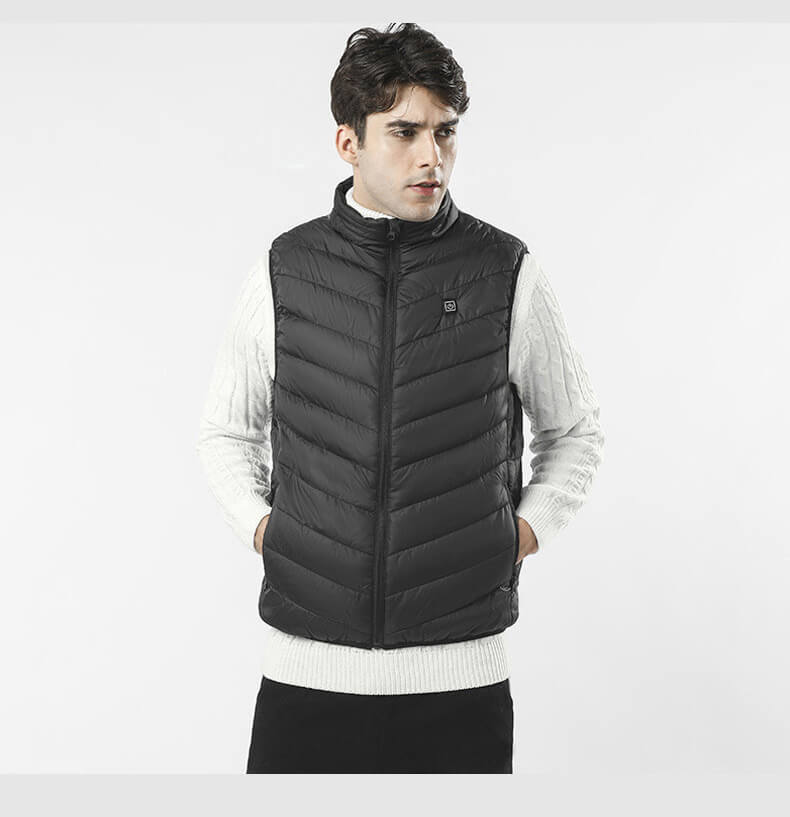 Verwarmbaar Thermisch Vest Winddicht & Waterdicht 5 Verwarmingszones Drie Temperatuurstanden Zwart Blauw