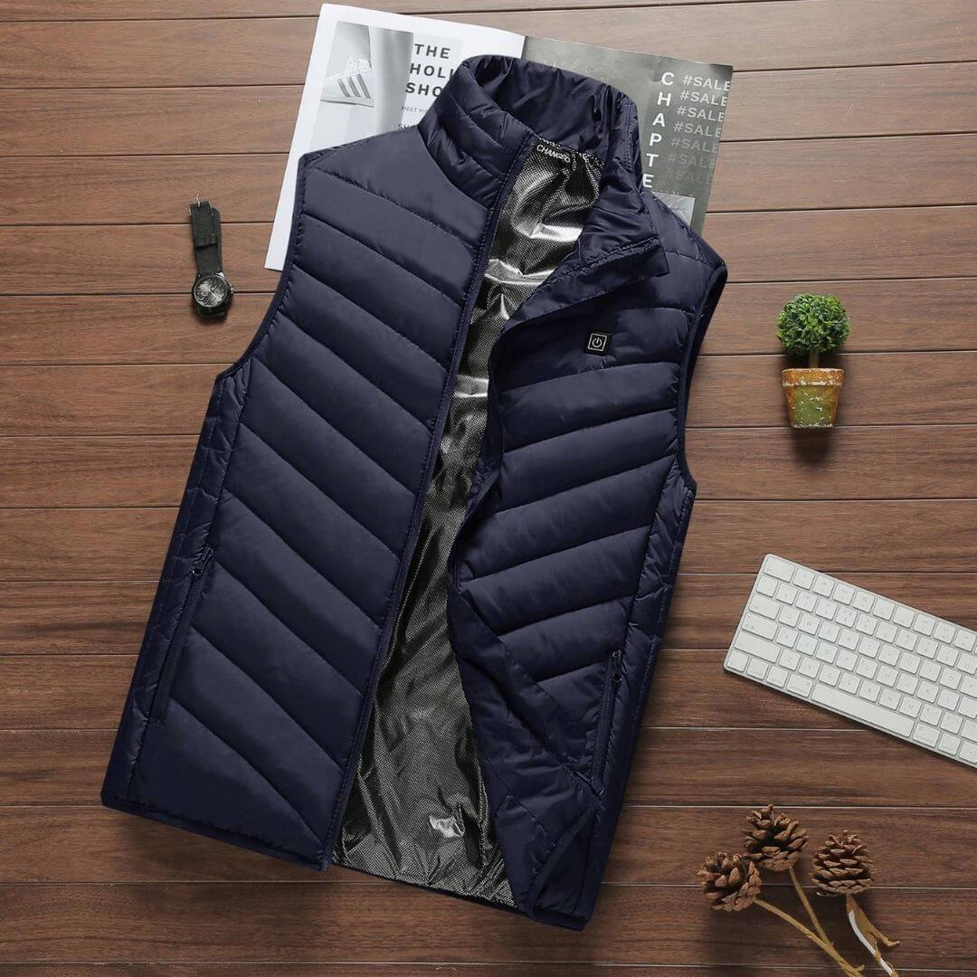 Verwarmbaar Thermisch Vest Winddicht & Waterdicht 5 Verwarmingszones Drie Temperatuurstanden Zwart Blauw