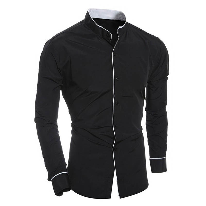 Heren Overhemd Slim Fit Wit Staande Kraag - StudioMarella