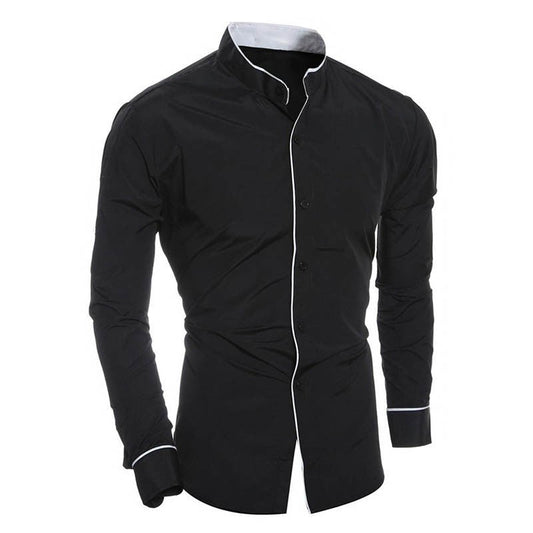 Heren Overhemd Slim Fit Wit Staande Kraag - StudioMarella