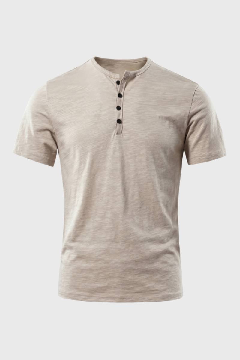 Herenshirt Henley Knoopsluiting Casual Comfortabel - StudioMarella
