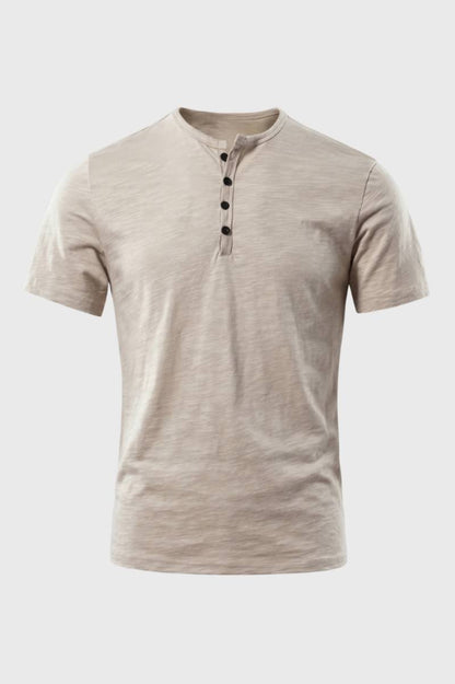 Herenshirt Henley Knoopsluiting Casual Comfortabel - StudioMarella