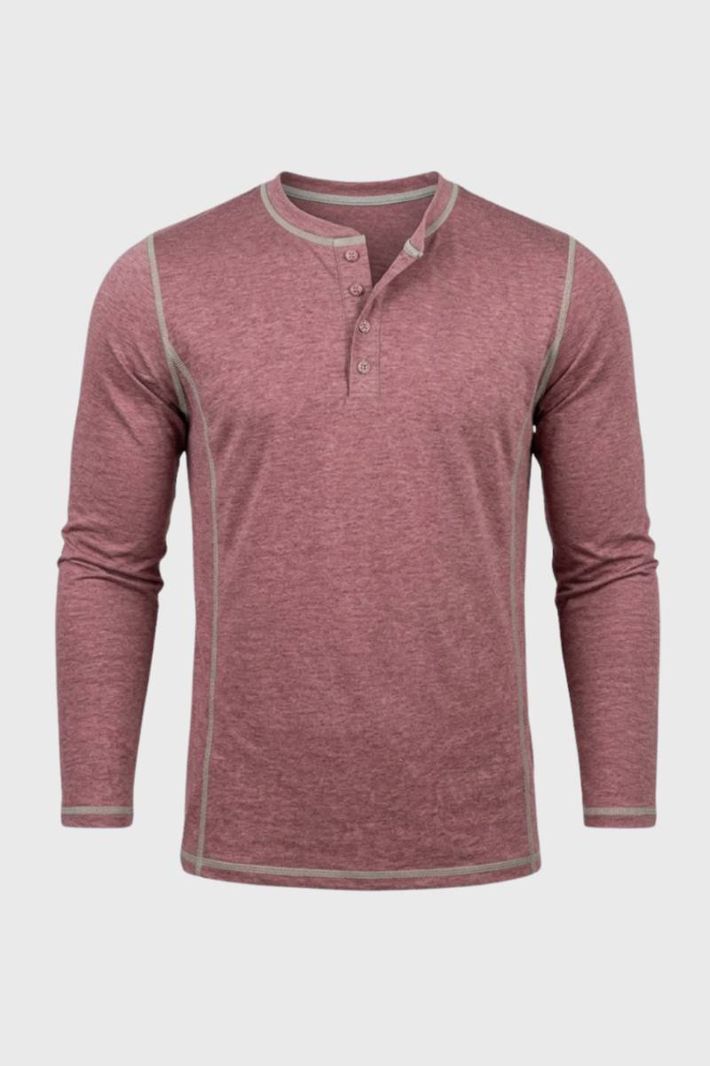 Herense Henley Shirt Lange Mouw Klassiek Casual Model - StudioMarella
