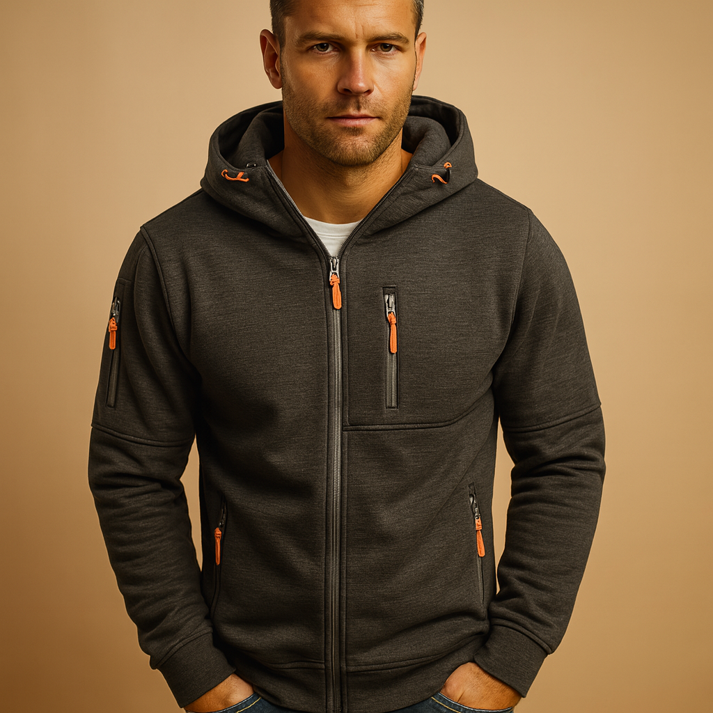 Heren Hoodie Comfortabele Rits Capuchon Softshell Joggingbroek Stijl