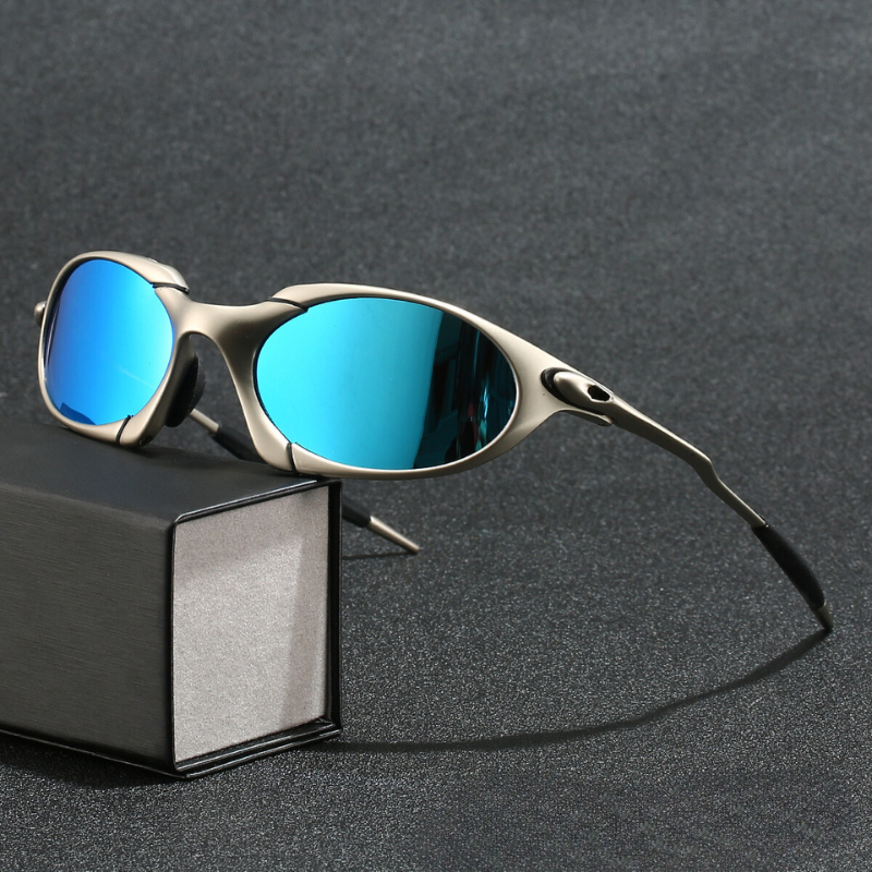 Sportieve Herenzonnebril met Gepolariseerde Lenzen Zwart Zilver Titanium Onice Zonnebril Metalen Montuur UV Bescherming Sportbril voor Fietsen