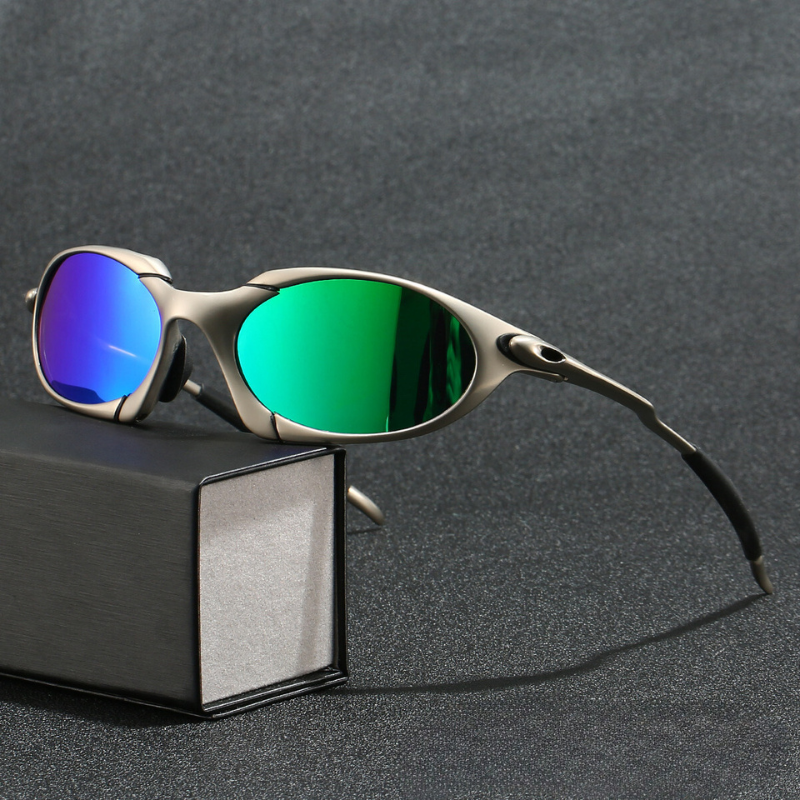 Sportieve Herenzonnebril met Gepolariseerde Lenzen Zwart Zilver Titanium Onice Zonnebril Metalen Montuur UV Bescherming Sportbril voor Fietsen