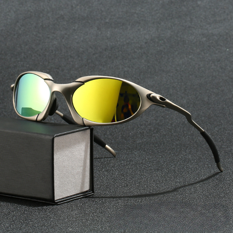 Sportieve Herenzonnebril met Gepolariseerde Lenzen Zwart Zilver Titanium Onice Zonnebril Metalen Montuur UV Bescherming Sportbril voor Fietsen