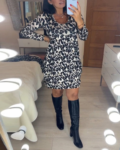 Herfst Jurk met luipaardprint in de kleur Luipaard voor dames in stijl ideaal voor de herfst.