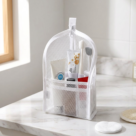 Staande Reistoilettas – Zelfstandige Travel Organizer met Verdelers voor Tandenborstel, Tandpasta en Accessoires