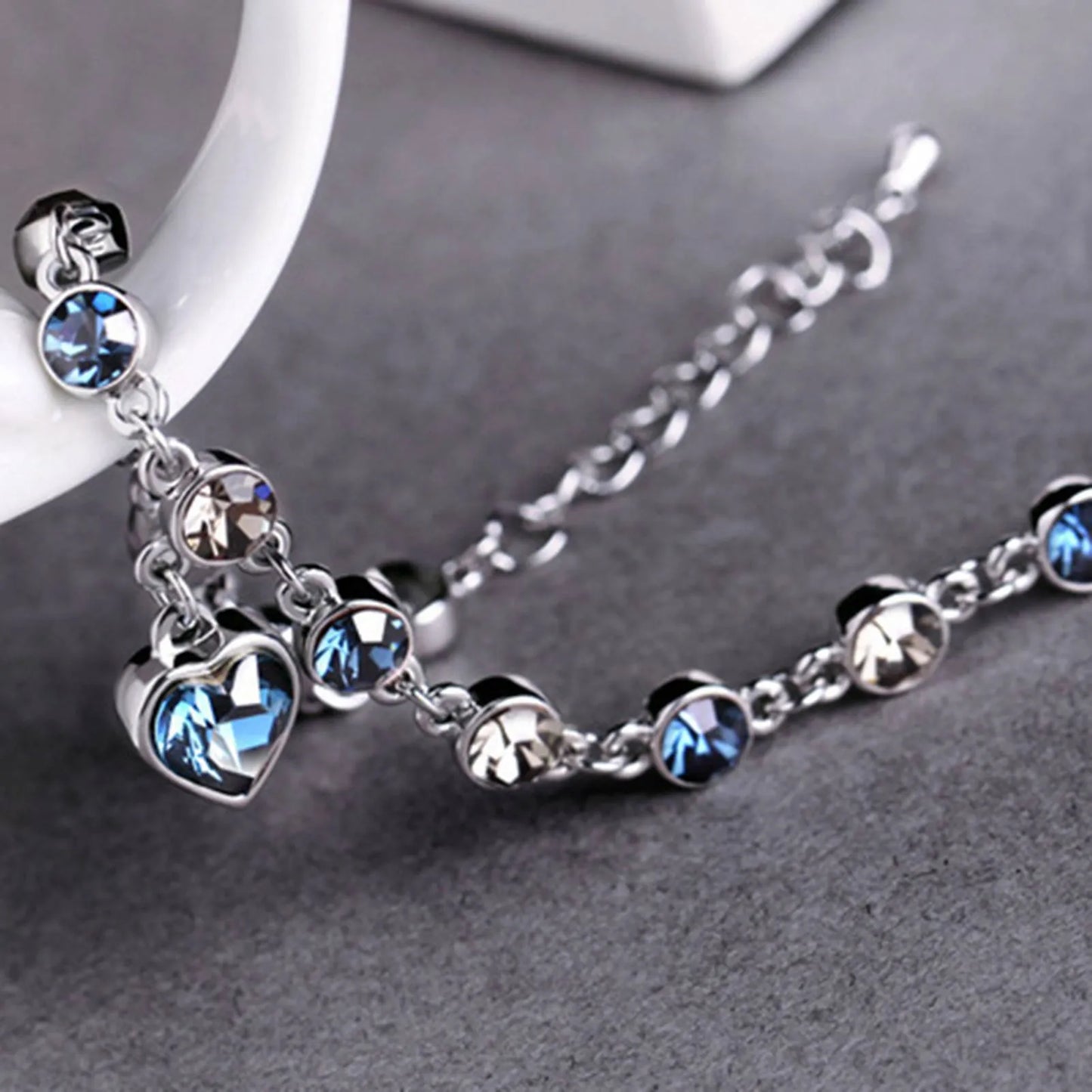 Oceaan Hart Kristallen Armband Zilver met Zirkonia Steentjes voor Vrouwen Elegant Sieraad