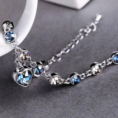 Oceaan Hart Kristallen Armband Zilver met Zirkonia Steentjes voor Vrouwen Elegant Sieraad