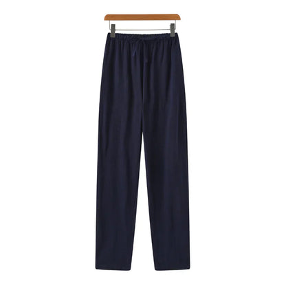 Hessel | Linnen slim fit pantalon in de kleur Blauw voor heren in Beach stijl geschikt voor alle seizoenen.