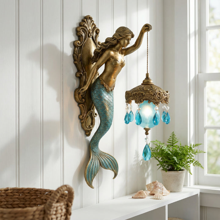 Wandlamp Zeemeermin Kunsthars Glas Kristal 20cm Slaapkamer Gang Woonkamer Sfeerverlichting Decoratieve Wandverlichting Binnen