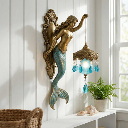 Wandlamp Zeemeermin Kunsthars Glas Kristal 20cm Slaapkamer Gang Woonkamer Sfeerverlichting Decoratieve Wandverlichting Binnen
