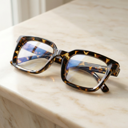 Oversized Leesbril met Schildpaddenmotief – Bluelight Filter & Veermechanisme