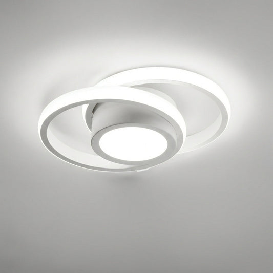 LED Plafondlamp Dubbel Ring Aluminium 24cm Woonkamer Slaapkamer Warm Wit Energiezuinig 18W Plafonnière