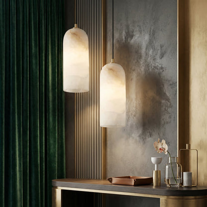Marmeren Hanglamp met Koperen Afwerking – Moderne Scandinavische Verlichting