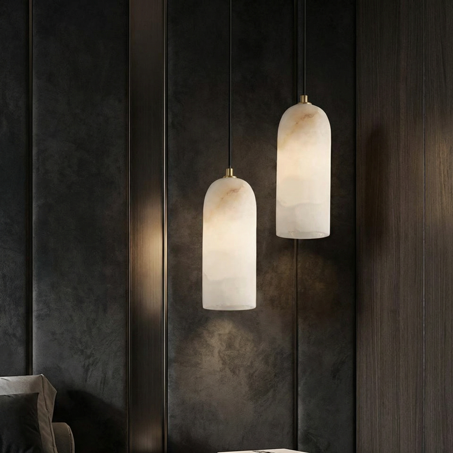 Marmeren Hanglamp met Koperen Afwerking – Moderne Scandinavische Verlichting