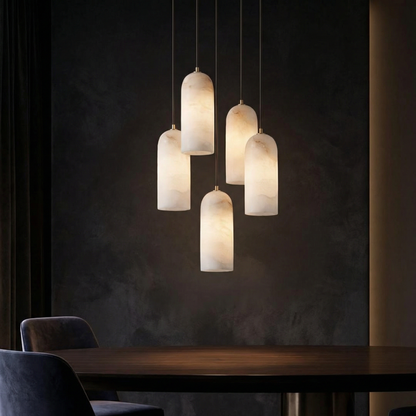 Marmeren Hanglamp met Koperen Afwerking – Moderne Scandinavische Verlichting