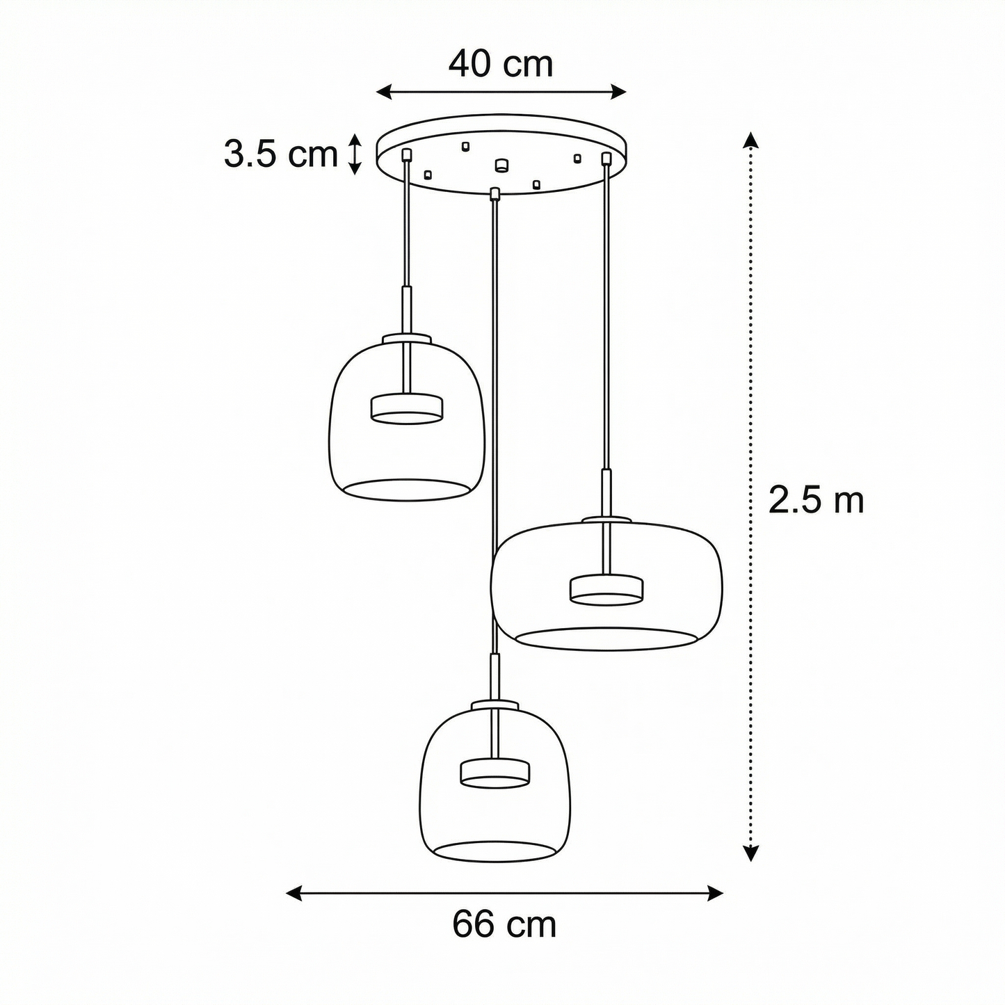 Scandinavische Glazen Hanglamp – Warm Sfeerlicht met Amber, Helder of Grijs Glas – Ø 15, 25 of 35 cm – Moderne Verlichting voor Keuken, Eetkamer en Woonkamer