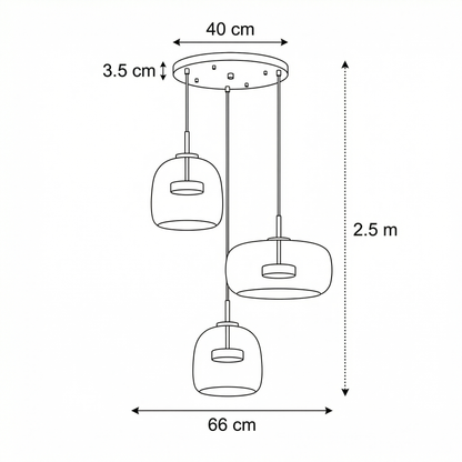Scandinavische Glazen Hanglamp – Warm Sfeerlicht met Amber, Helder of Grijs Glas – Ø 15, 25 of 35 cm – Moderne Verlichting voor Keuken, Eetkamer en Woonkamer