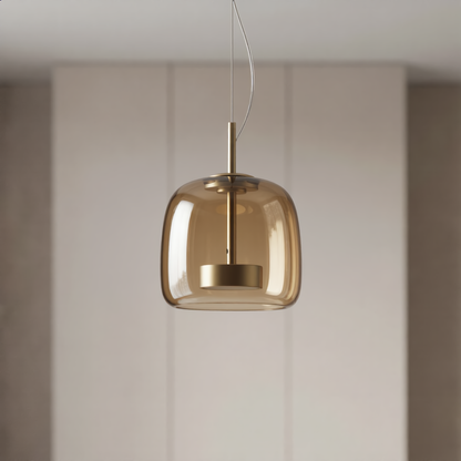 Scandinavische Glazen Hanglamp – Warm Sfeerlicht met Amber, Helder of Grijs Glas – Ø 15, 25 of 35 cm – Moderne Verlichting voor Keuken, Eetkamer en Woonkamer