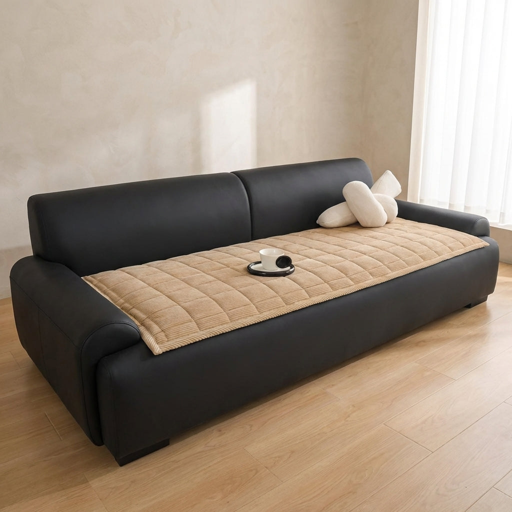 Quilted Bankhoes Mat – Zachte Ribfluweel met Antislip Achterkant, Bescherming tegen Krassen, Machinewasbaar, Meerdere Maten