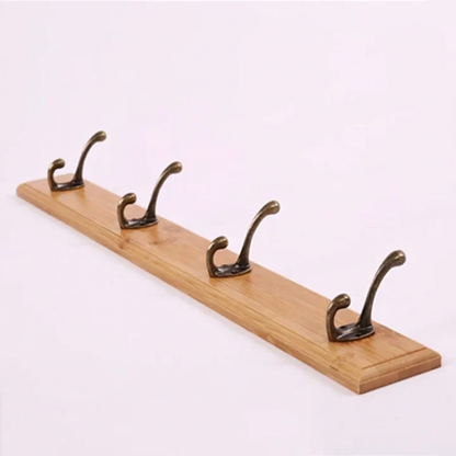 Wandkapstok Massief Hout 4-5 Haken Wit Beige Bruin Muurmontage | Kapstok Gang Hal Slaapkamer | Skandinavische Houten Kapstok