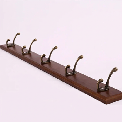 Houten Kapstok met 4 of 5 Haken voor Wandmontage in Wit Beige Bruin