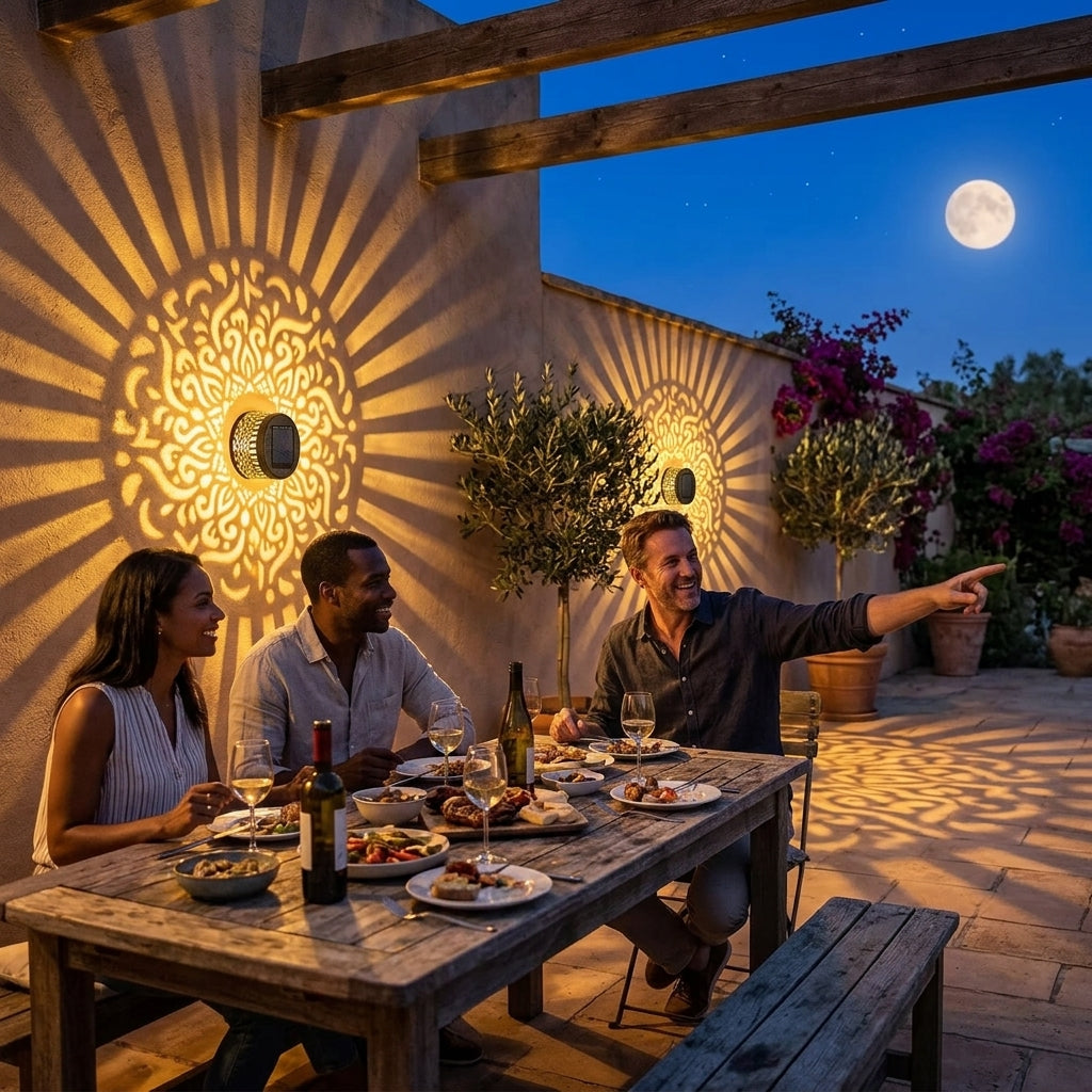 Solar Mandala Projectielicht – Tuindecoratie met Automatische Nachtverlichting en Schaduwpatroon