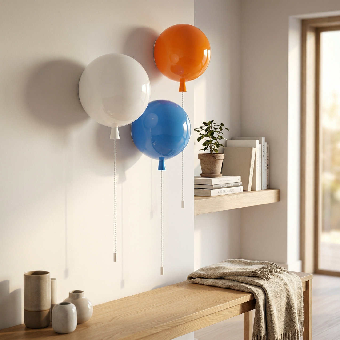 Bauhaus Ballon Wand- & Plafondlamp met Trekschakelaar – Design Verlichting voor Kinderkamer, Slaapkamer & Gang