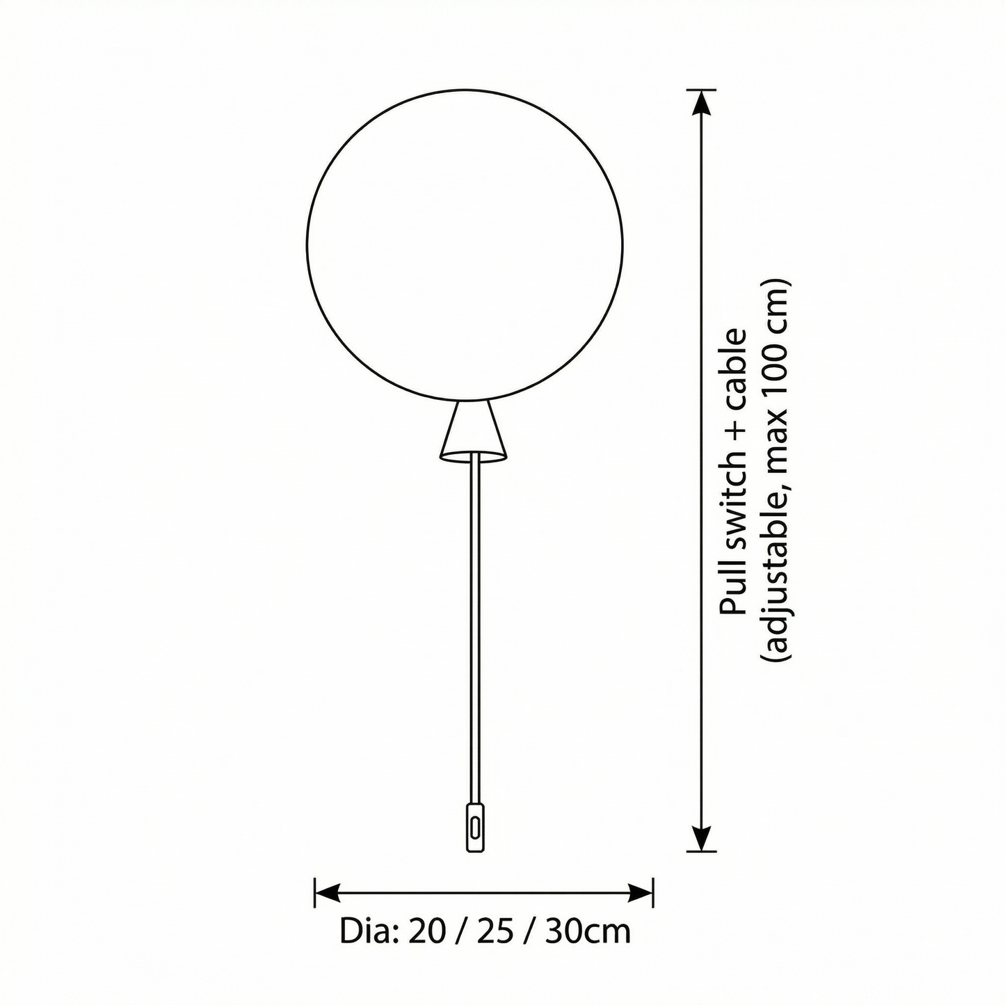 Bauhaus Ballon Wand- & Plafondlamp met Trekschakelaar – Design Verlichting voor Kinderkamer, Slaapkamer & Gang