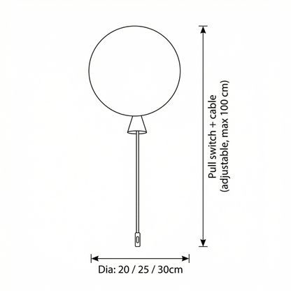 Bauhaus Ballon Wand- & Plafondlamp met Trekschakelaar – Design Verlichting voor Kinderkamer, Slaapkamer & Gang
