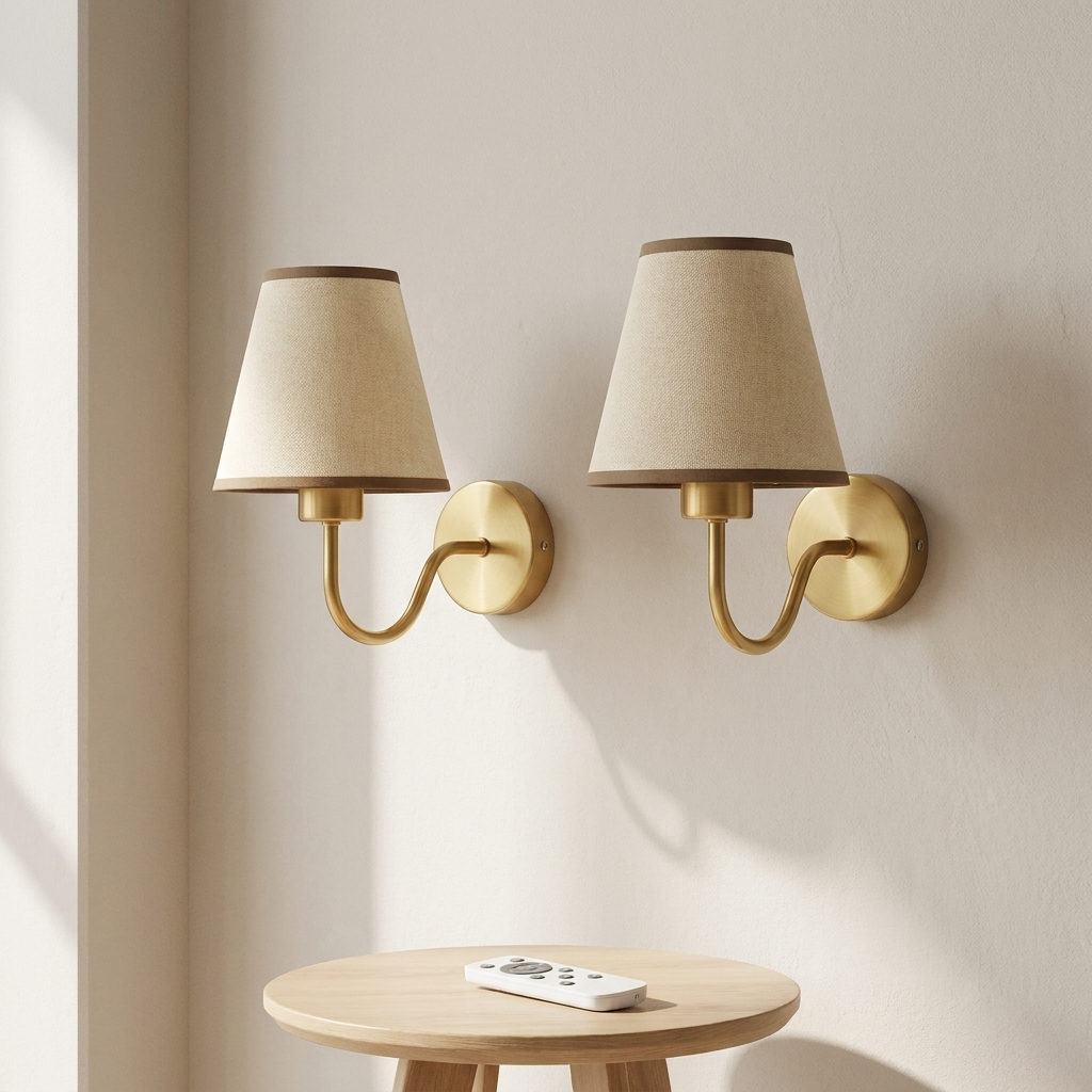Oplaadbare LED Wandlamp met Afstandsbediening 5W Zwart Goud Accent voor Slaapkamer Hal Woonkamer Draadloze Verlichting